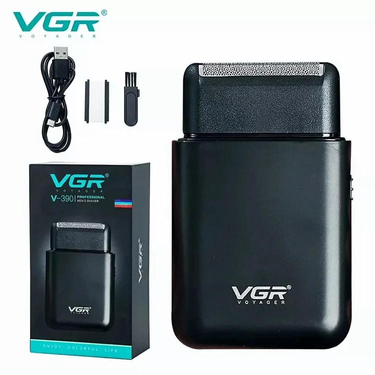 ماشین اصلاح وی جی آر مدل V390 صفر زن کامل شارژی با تیغه استیل ضد زنگ ( رنگ رندوم)